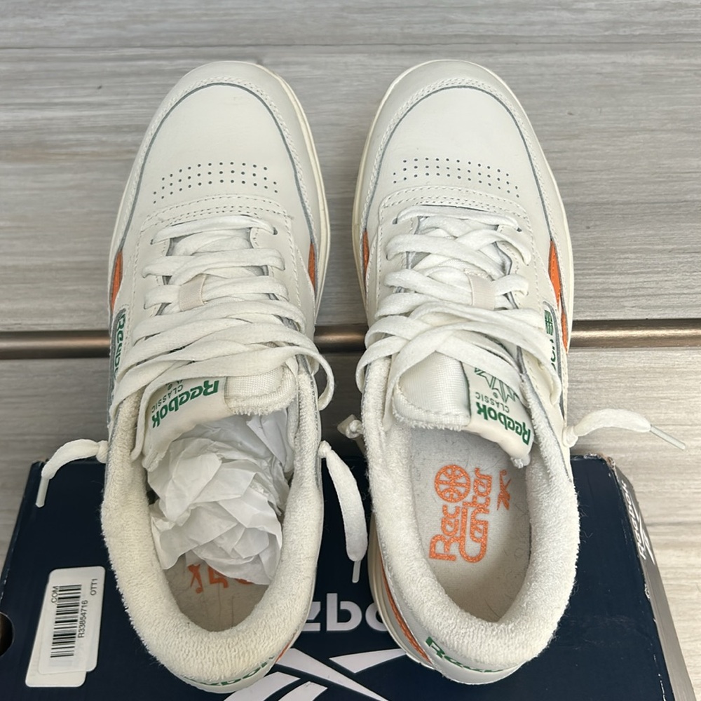 Rare! Orange/Cream Reebok Revenge Double C Leather Sneakers - Picture 7 of 10